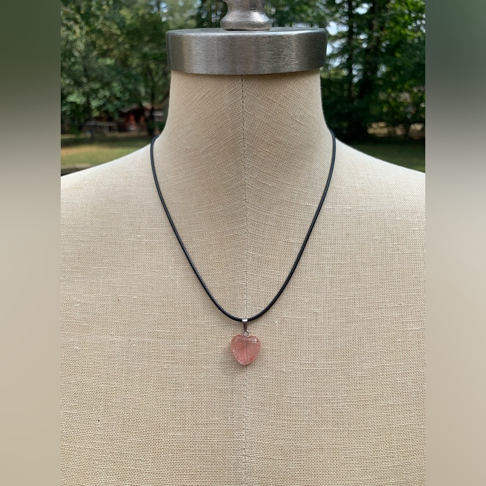 Handmade Genuine Stone/Glass Heart Amulet Necklace - Picture 2 of 12